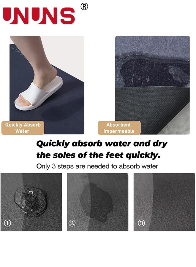 UNUNS 2PCS Absorbent Bath Mat Rug Sets,Quick Drying Mat Silicone Magic Bath Mat,Non-slip Floor Rug Rubber Backed For Bathroom Kitchen Shower Sink,40x60cm+40x120cm,Gray - Image 3